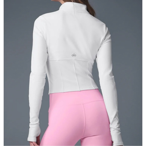 Alo Yoga Airbrush Corset Full Zip Jacket in White size XS - Picture 7 of 9